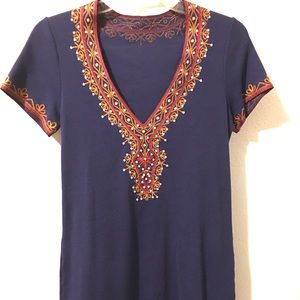 Tunic kameez purple cotton knit dress